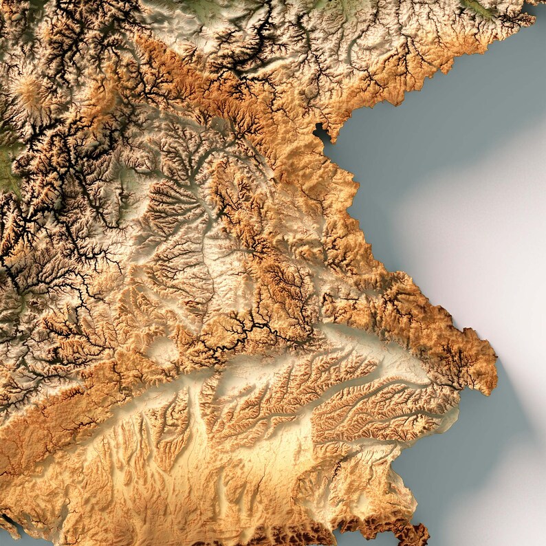Relief In Geo Germany Elevation Map (geo) - 2D Poster Shaded Relief Map, Fine Art ...