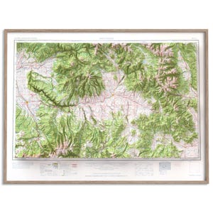 Mt Harward (Colorado, USA) Topographic Map of 1960 - 2D Poster Shaded Relief Map, Fine Art Wall Decor, Vintage Gift Print, Geography Art
