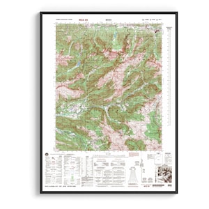 Bovec (Slovenië), topografische kaart 1987 - vintage herdrukposter, kunst aan de muur, reisgeografie cadeau