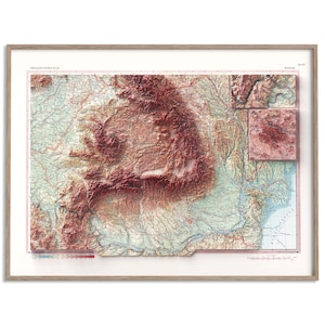 Rumänien Topographische Karte von 1963 - 2D Poster Relief, Farbiger Relief Karte, Vintage Geschenk Druck, Geographie, Reise Kunst