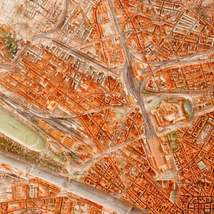 Florence Italy City Map of 1936 2D Poster Shaded Relief Map, Fine Art Wall Decor, Vintage Gift Print, Geography Travel Art image 5