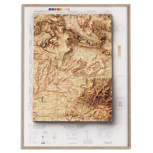 Burgos (Spanien) Topographische Karte von 1944 - 2D Poster Relief, Farbiger Relief Karte, Vintage Geschenk Druck, Geographie Reise Kunst