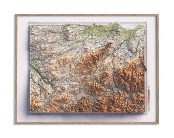 Edinburgh (Scotland, UK) Topographic Map of 1912 - 2D Poster Shaded Relief Map, Fine Art Wall Decor, Vintage Gift Print, Geography Travel