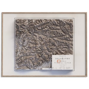 Dolomites (Italy) Topographic Map of 1880 - 2D Poster Shaded Relief Map, Fine Art Wall Decor, Vintage Gift Print, Geography Travel Art