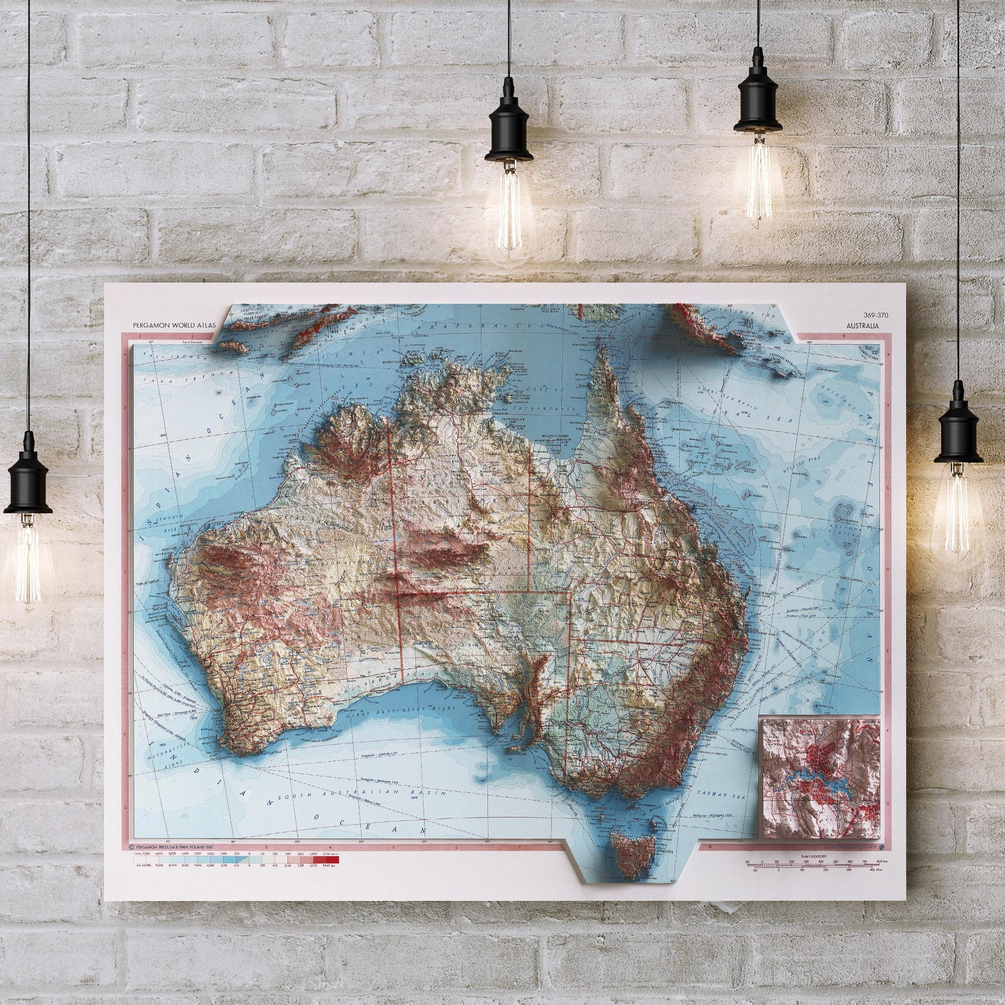 オーストラリア 1967年地形図：ヴィンテージのフラットシェーディング