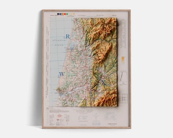 Coimbra (Portugal)| Topographic map - 1944 | Shaded relief map | Fine Art print