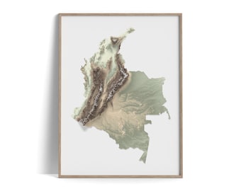 Colombia | Elevation tint - Geo | Shaded relief map | Fine Art print