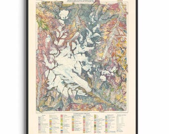 グロースグロックナー（オーストリア）地質図 1939年 - 復元された歴史的地図プリント