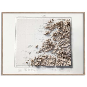 Salta (Norwegen) Topographische Karte von 1933 - 2D Poster Relief, Farbiger Reliefdruck, Vintage Geschenk Druck, Geographie, Reisekunst