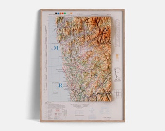 Porto (Portugal) | Topographic map - 1944 | Shaded relief map | Fine Art print