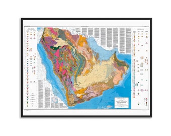 Arabian Peninsula, Geological map (1963) - Vintage map reprint, wall decor map, travel poster