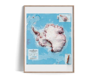 Antarctica | Topographic map - 1986 | Shaded relief map | Fine Art print