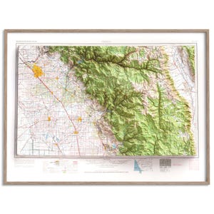 Mt Whitney (California, USA) Topographic Map of 1966 - 2D Poster Shaded Relief Map, Fine Art Wall Decor, Vintage Gift Print, Geography Art