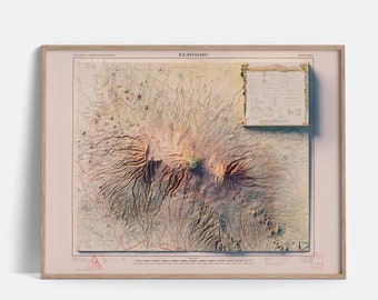 Kilimanjaro (Tanzania, Kenya) | Topographic map - 1978 | Shaded relief map | Fine Art print