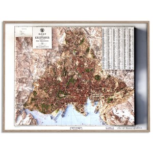 Oslo (Norway) City Map of 1901 - 2D Poster Shaded Relief Map, Fine Art Wall Decor, Vintage Gift Print, Geography Travel Art