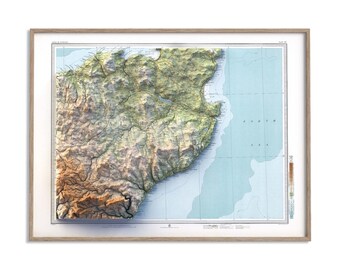 Thurso (Scotland, UK) Topographic Map of 1912 - 2D Poster Shaded Relief Map, Fine Art Wall Decor, Vintage Gift Print, Geography Travel Art