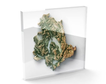 Umbria (Italy) | Acrylic Block | Shaded relief Map | Geo elevation tint