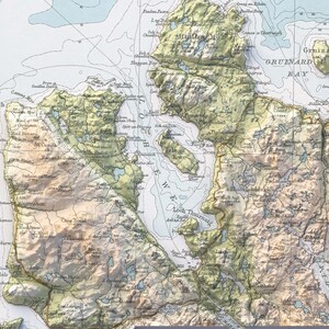 Ullapool (Scotland, UK), Topographic map - 1912, 2D printed shaded relief map with 3D effect of a 1912 topographic map of Ullapool and Lochinver (Scotland, UK). Vintage maps digitally restored and enhanced with a 3D effect. VizCart from Vizart