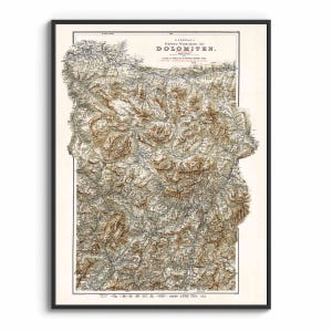 Dolomites (Italy) Topographic Map 1904 - Restored Historical Map Print