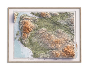 Glasgow (Scotland, UK) Topographic Map of 1912 - 2D Poster Shaded Relief Map, Fine Art Wall Decor, Vintage Gift Print, Geography Travel Art