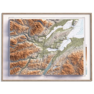 Inverness (Scotland, UK) Topographic Map of 1912 - 2D Poster Shaded Relief Map, Fine Art Wall Decor, Vintage Gift Print Geography Travel Art