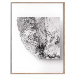 Namib-Wüste (Namibia) Landkarte (weiß) - 2D-Poster mit schattiertem Relief, hochwertiger Wanddekor, modernem Geschenkdruck, Geographie-Reisekunst