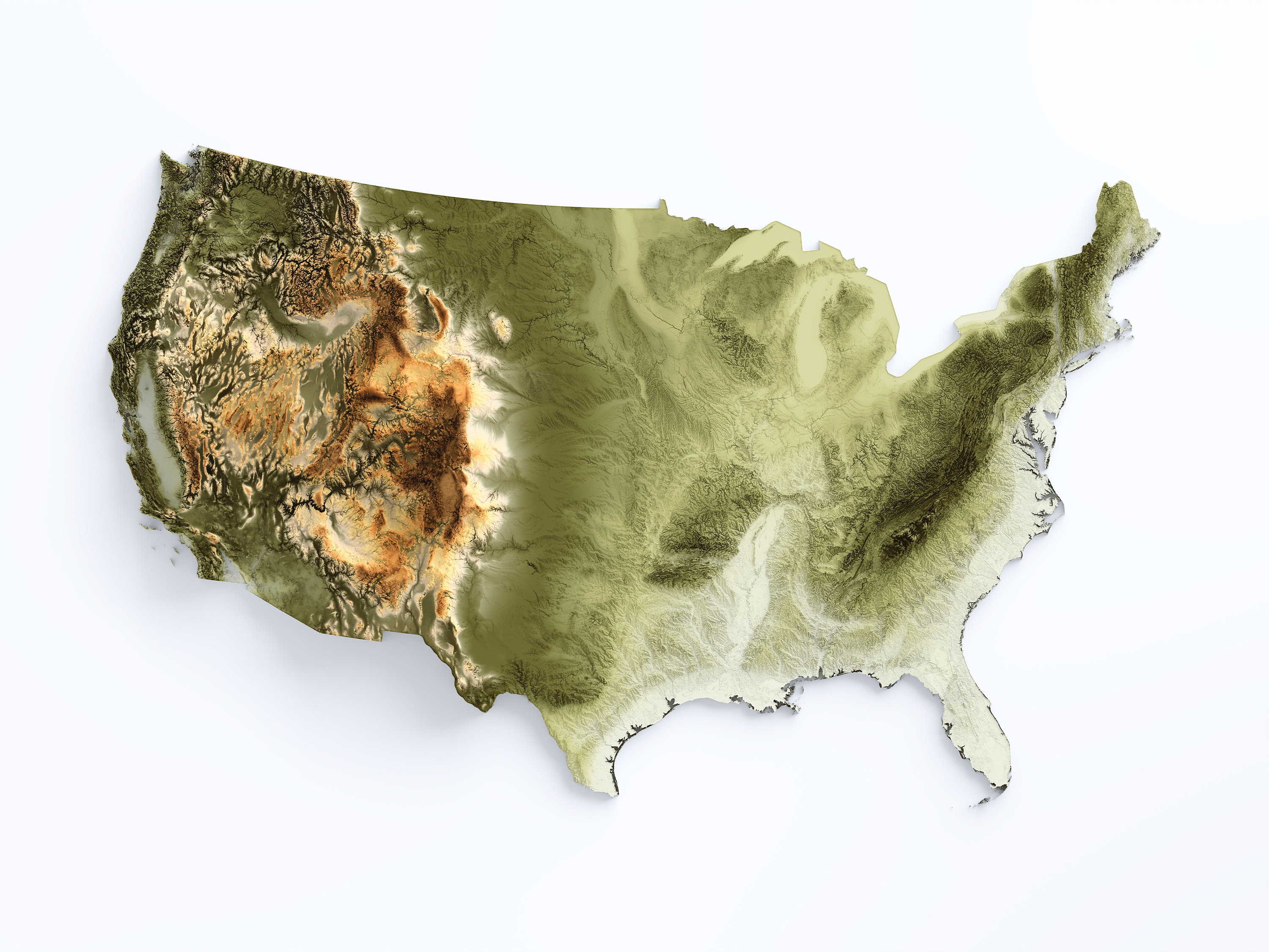United States Of America Elevation Map Geo 2D Poster Shaded Relief Map Il Fullxfull.4122043330 Kf49 