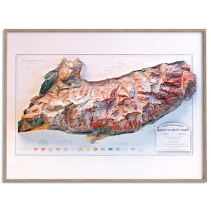 Mappa geologica del Monte Bianco del 1898 - Poster 2D con mappa in rilievo ombreggiato, decorazione murale artistica, stampa regalo vintage, arte di viaggio geografica
