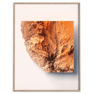 Namib-Wüste (Namibia) Höhenkarte (rot) - 2D-Reliefkarte, Wanddekoration, Geographie, Reiseposter