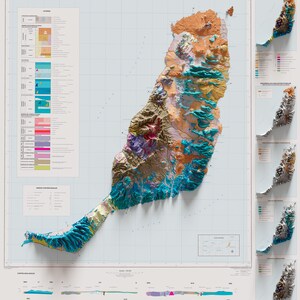 Fuerteventura Spain Geological Map of 1991 2D Poster Shaded Relief Map, Fine Art Wall Decor, Vintage Gift Print, Geography Travel Art image 2