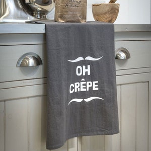 Grey Amusing Tea Towel - OH CREPE - Funny Saying, Hostess Gift
