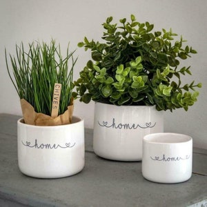 Set of Three White Ceramic Pots - Home - Design - Mothers Day Gift