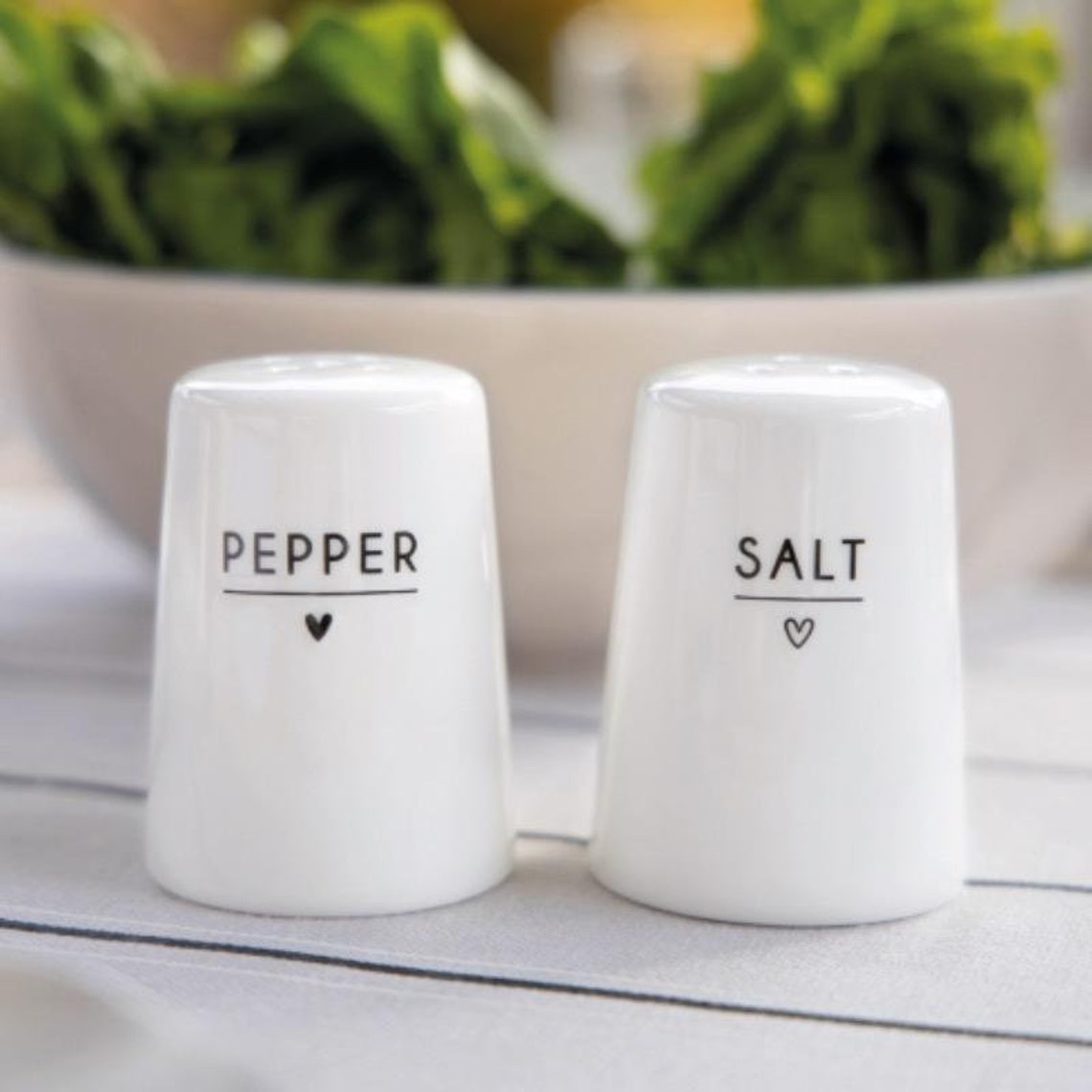 Set of Salt and Pepper Pots With Black Heart Wedding Gift Etsy