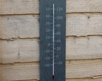 Black Slate Outdoor Garden Wall Thermometer - Fathers Day Gift