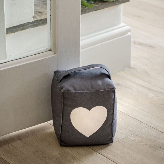 Grey Heart Cotton Canvas Door Stop New Home Gift Etsy