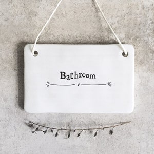 East of India Porcelain Door Sign - Bathroom