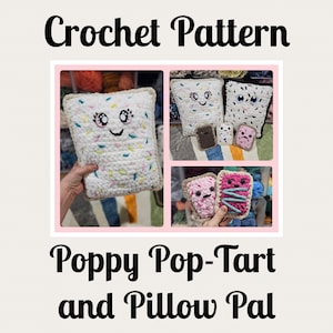 CROCHET PATTERN, Poppy Pop-Tart and Pillow Pal, Poppy Pillow Pal, Pop-Tart Crochet Pattern, Pop-Tart Pillow, Crocheted Pillow