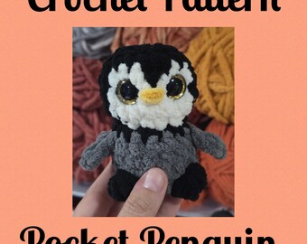 Patrón de pingüino de crochet: Juguete de pájaro de bolsillo (Patrón PDF)