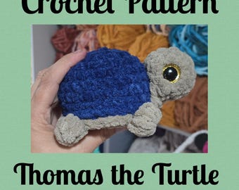 CROCHET PATTERN, Thomas the Turtle, Turtle Crochet Pattern, NO Sew Crochet Pattern, Turtle Toy, Baby gift, Pocket Turtle