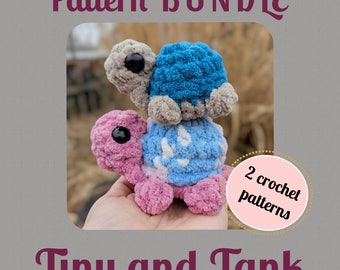 Crochet Turtle Pattern Bundle: Tiny & Tank, No Sew (PDF Pattern)