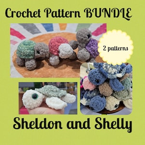 Patrón de tortuga de crochet: Sheldon y Shelly sin costura (descarga digital)