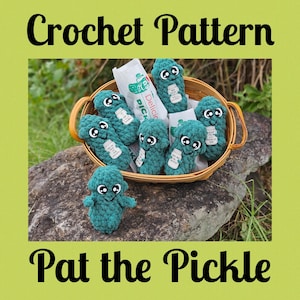CROCHET PATTERN, Pat the Pickle, Positive Pickle, Emotional Support Pickle, Pickle Pal, Crocheted Pickle