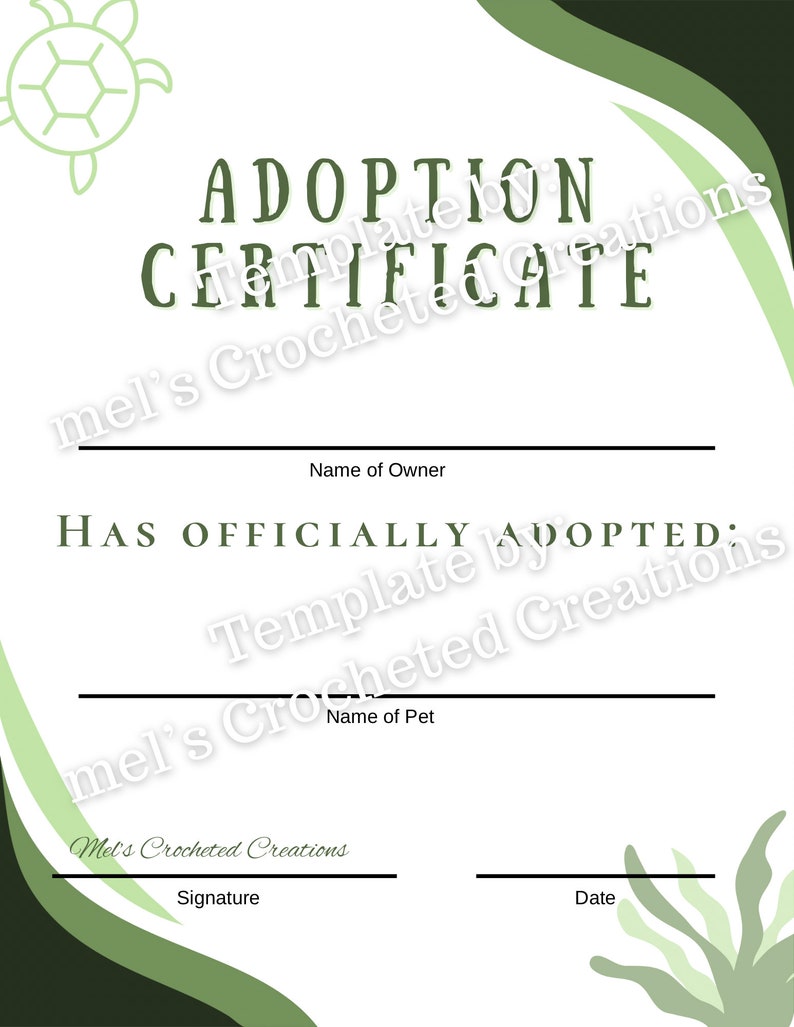 Adopt Signature Pet Adoption Certificate & Market Sign Template (canva Editable) - Etsy UK