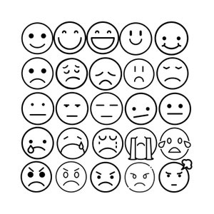Emoji Faces SVG, 5Different Emoji| Cut Files | JPG PNG | Files for Cricut | Silhouette, Clipart, Instant Download, Digital Download