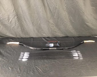 Ready to Go Handmade 40Lbs Traditional Mongolian Horse Bow 51.5&quot;, Tested Makers Mark, 10x Sharp Arrow, Free Finger Guard, Wall
