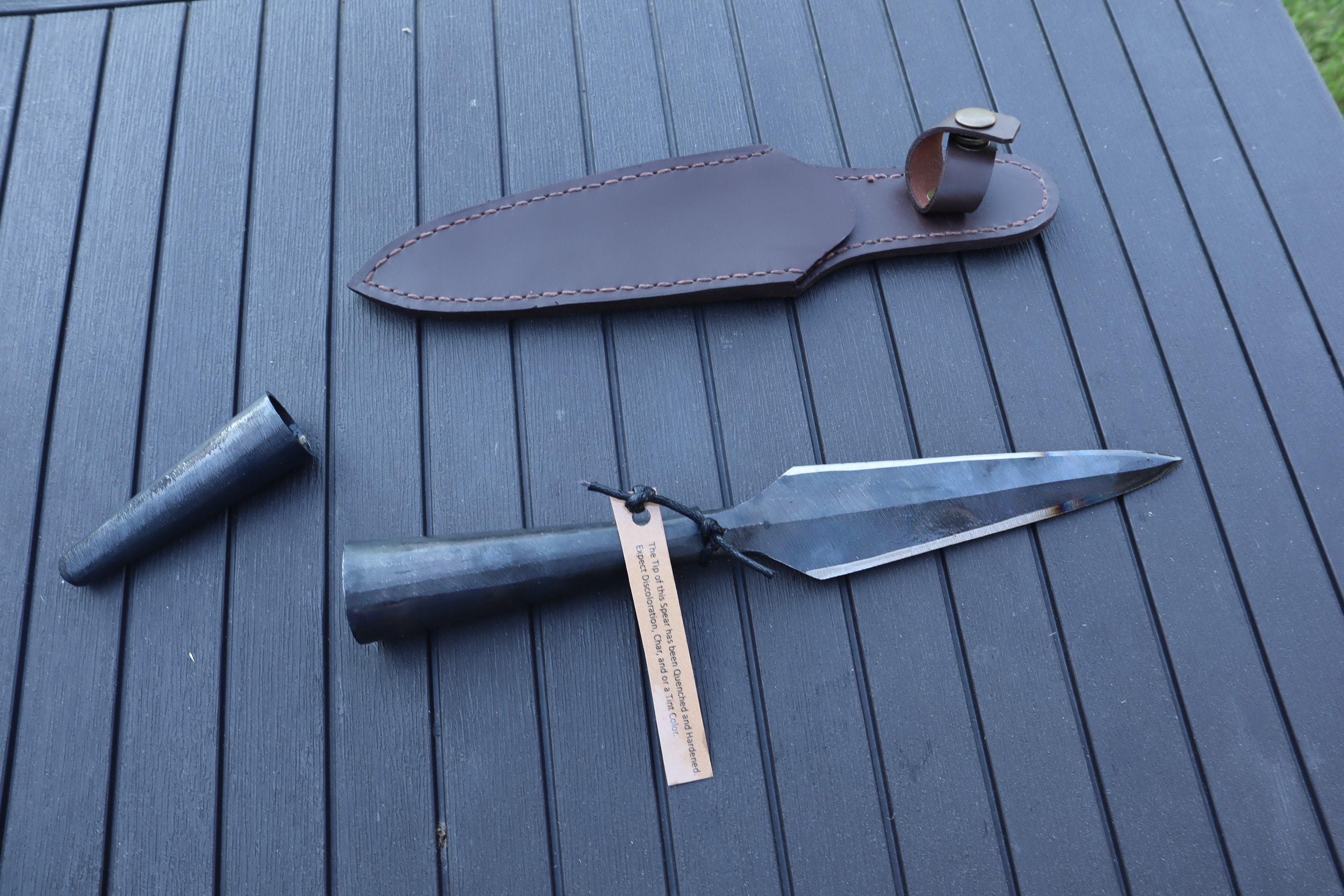 High Carbon Steel Quenched Harden Sharp Spear Head, Coal Forged
