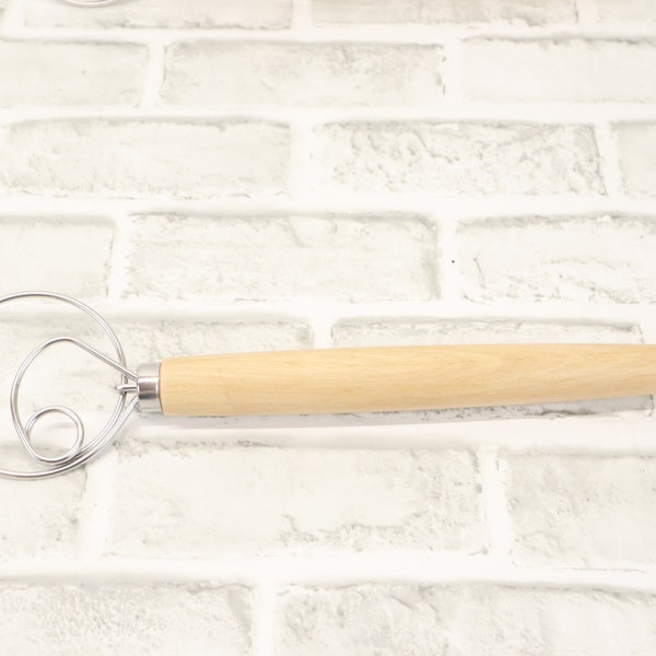 Stainless Steel Hook Bread Dough Mixer - 13" Danish Dough with Wooden Handle, Easter Present