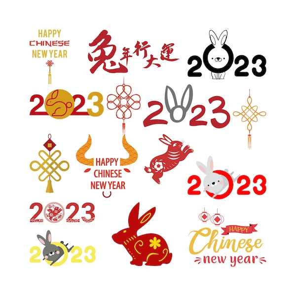 Chinese New Year SVG | Year of the Rabbit 2023 | Cut Files | SVG PNG Jpeg | Files for Cricut | Instant Download, Digital Download