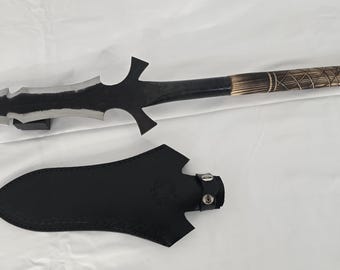 Handmade 39.5" Short Japanese Spear, Recreational Cosplay Halloween, Fully Functional Wall Art, Gifts for Him, Gift for Dad,