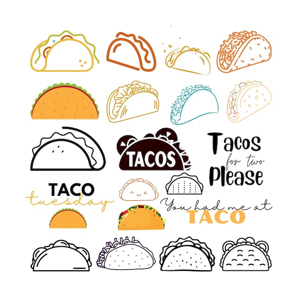 Taco Tuesday SVG, | Cut Files | SVG PNG | Files for Cricut | Silhouette, Clipart, Instant Download, Digital Download